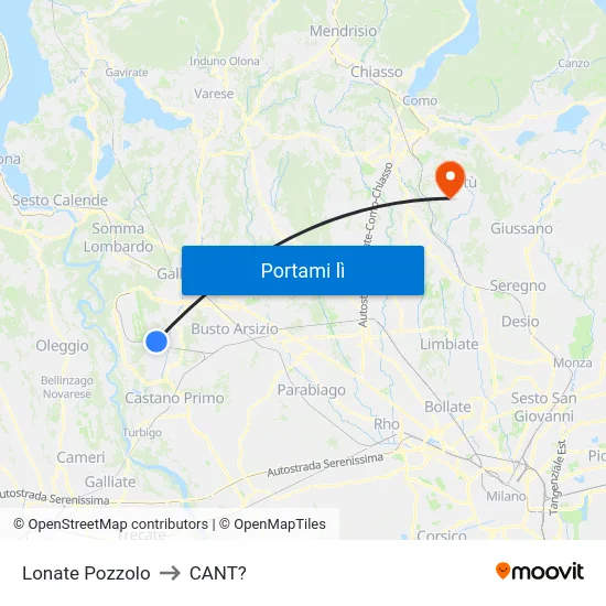 Lonate Pozzolo to CANT? map