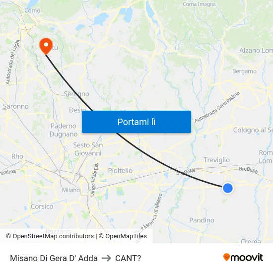 Misano Di Gera D' Adda to CANT? map