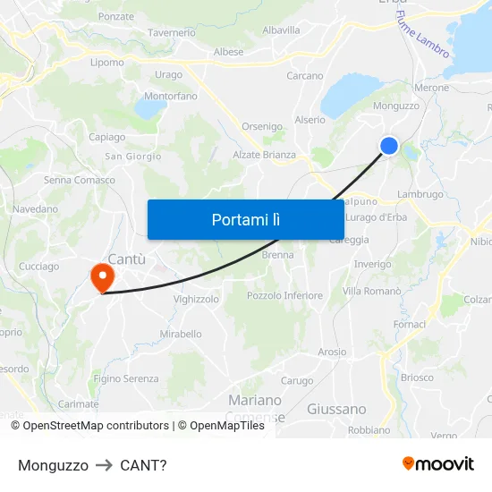 Monguzzo to CANT? map