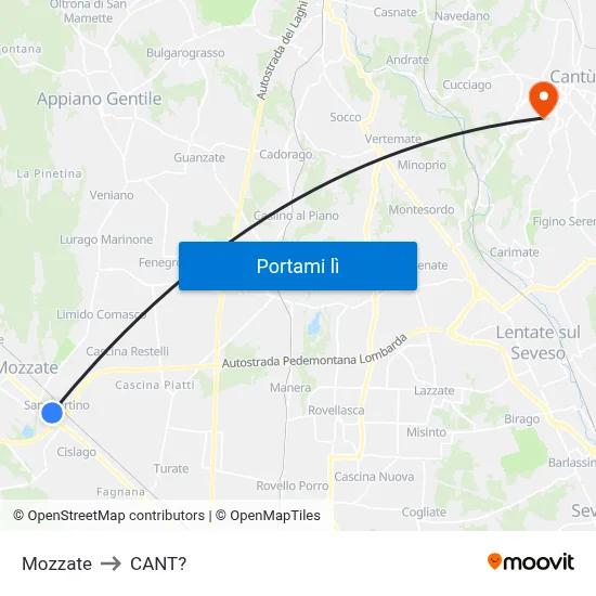 Mozzate to CANT? map