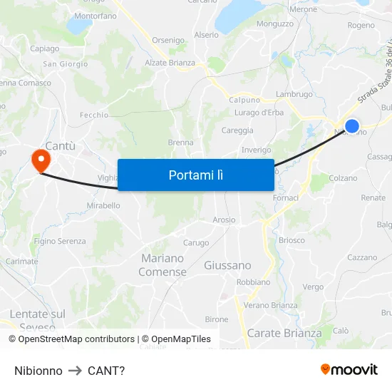 Nibionno to CANT? map