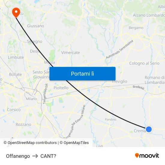Offanengo to CANT? map