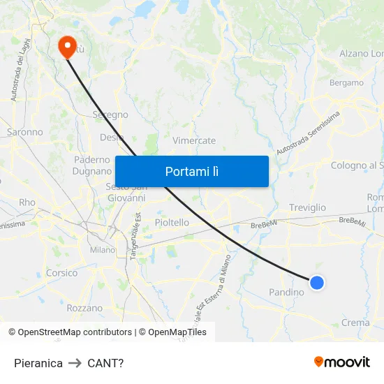 Pieranica to CANT? map