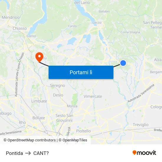 Pontida to CANT? map