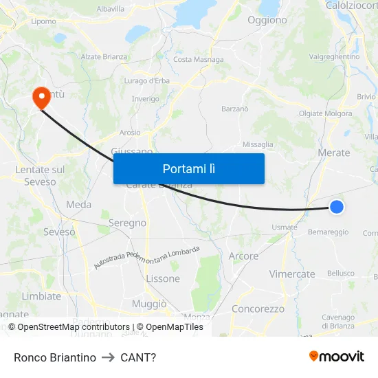 Ronco Briantino to CANT? map
