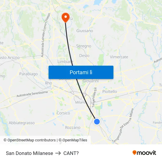 San Donato Milanese to CANT? map