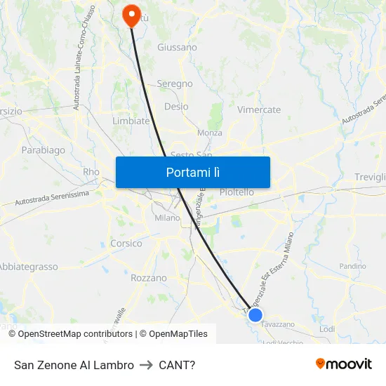 San Zenone Al Lambro to CANT? map