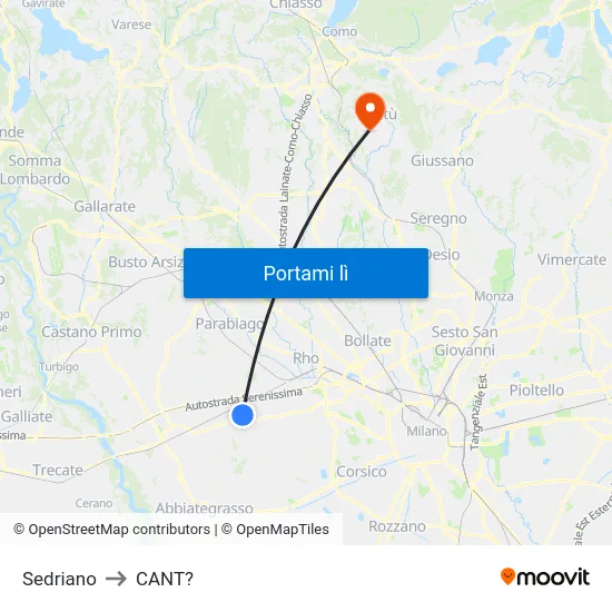 Sedriano to CANT? map