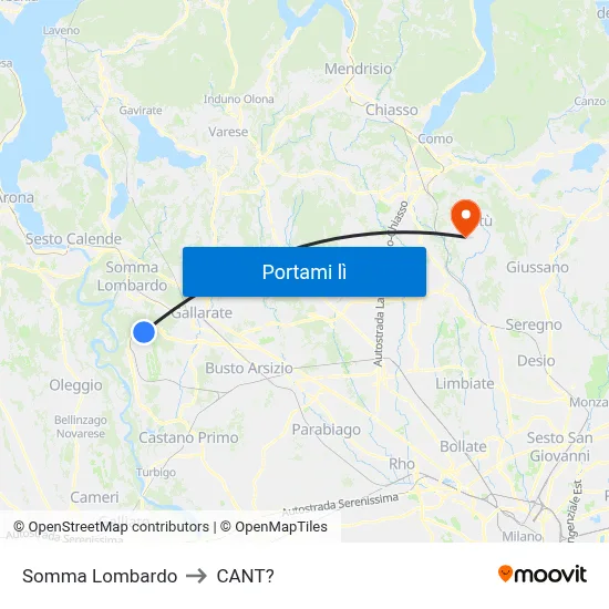 Somma Lombardo to CANT? map