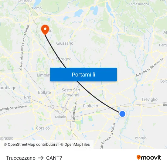 Truccazzano to CANT? map