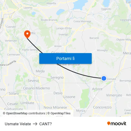 Usmate Velate to CANT? map