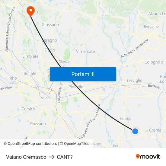 Vaiano Cremasco to CANT? map