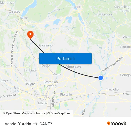 Vaprio D' Adda to CANT? map