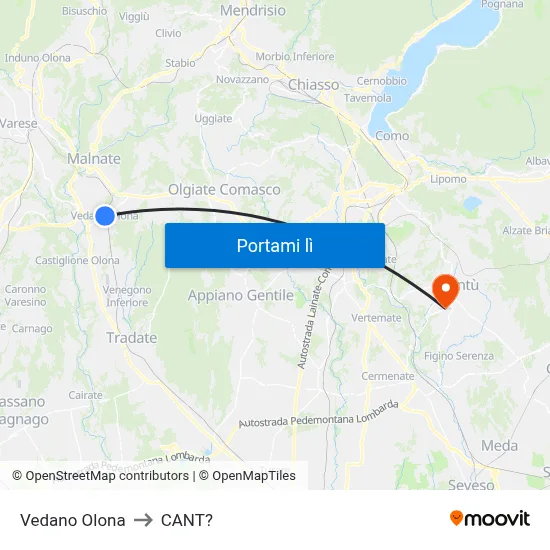 Vedano Olona to CANT? map