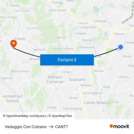 Veduggio Con Colzano to CANT? map