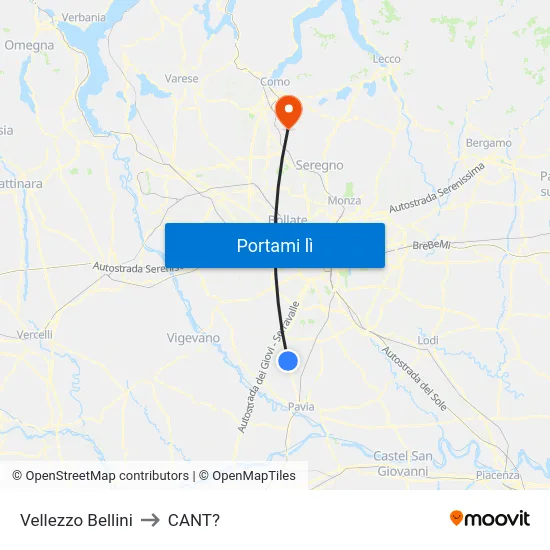 Vellezzo Bellini to CANT? map