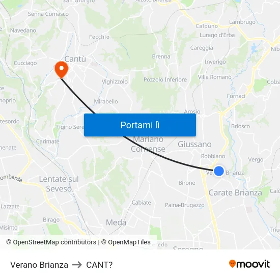 Verano Brianza to CANT? map