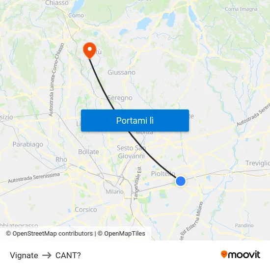 Vignate to CANT? map
