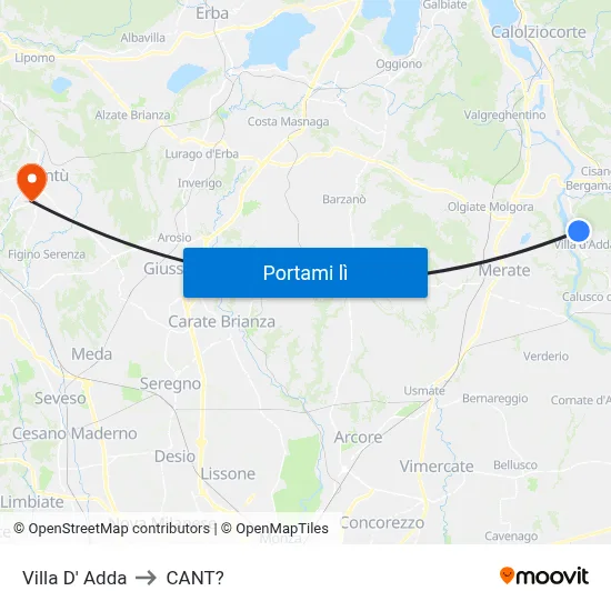 Villa D' Adda to CANT? map