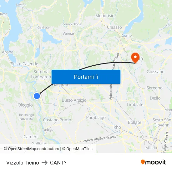 Vizzola Ticino to CANT? map