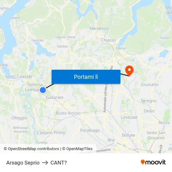 Arsago Seprio to CANT? map