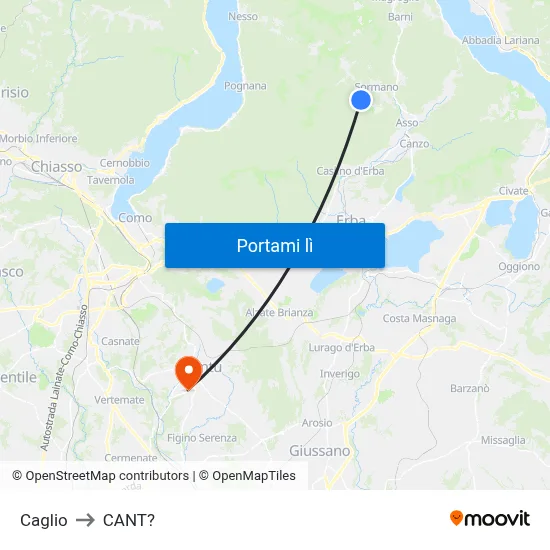Caglio to CANT? map