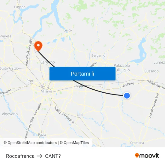 Roccafranca to CANT? map