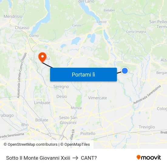 Sotto Il Monte Giovanni Xxiii to CANT? map