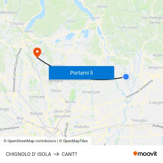 CHIGNOLO D' ISOLA to CANT? map