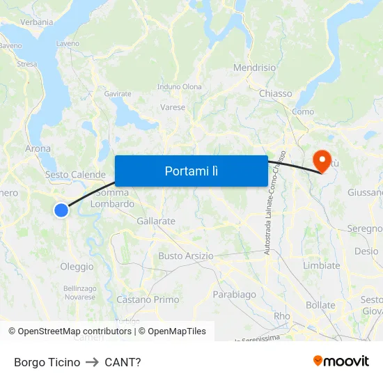 Borgo Ticino to CANT? map