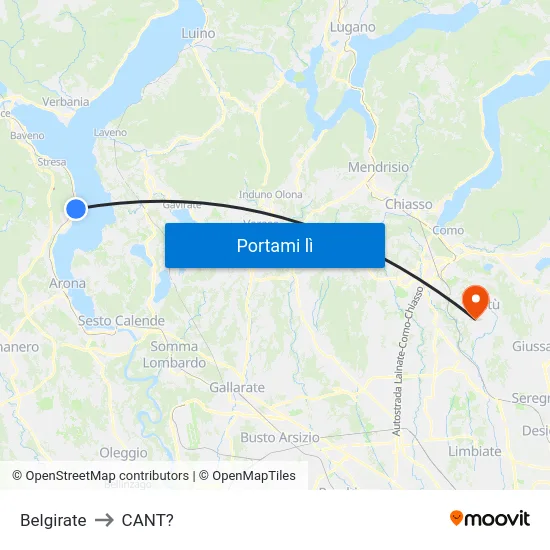 Belgirate to CANT? map
