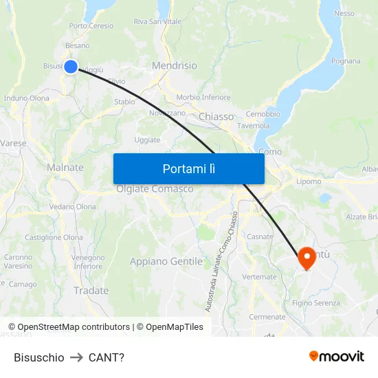 Bisuschio to CANT? map