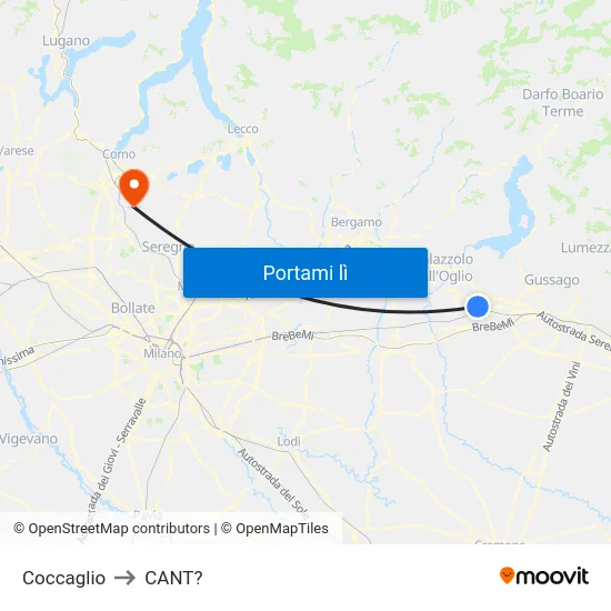 Coccaglio to CANT? map