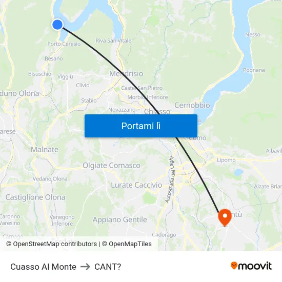 Cuasso Al Monte to CANT? map