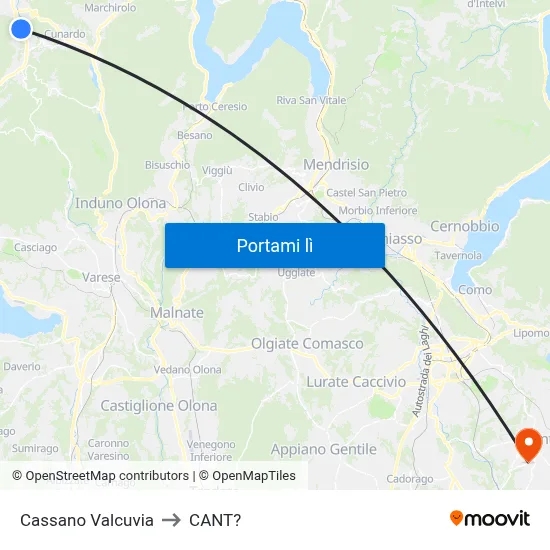 Cassano Valcuvia to CANT? map