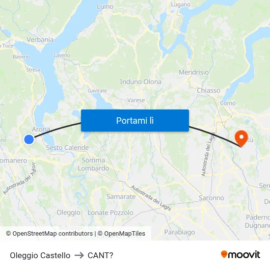 Oleggio Castello to CANT? map