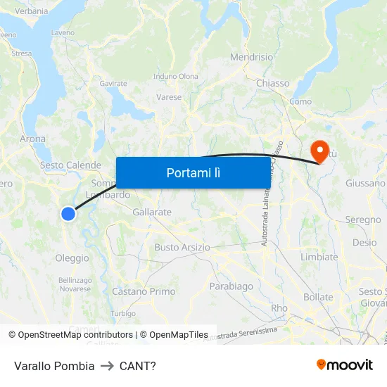 Varallo Pombia to CANT? map