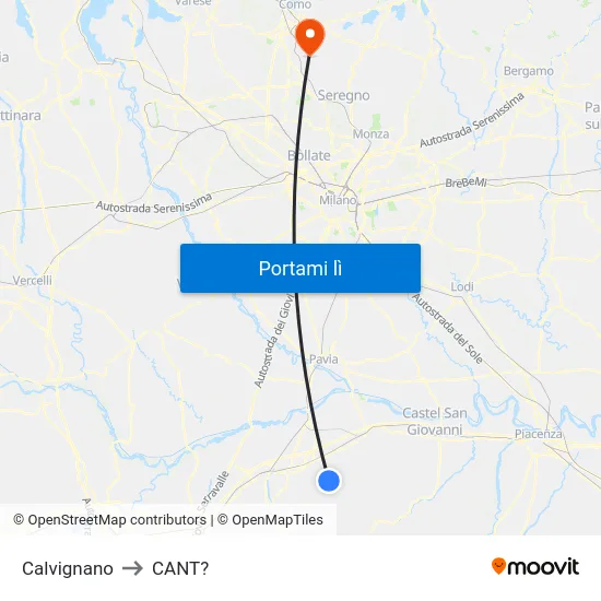 Calvignano to CANT? map