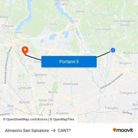 Almenno San Salvatore to CANT? map