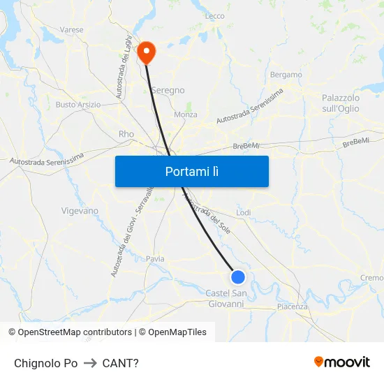 Chignolo Po to CANT? map