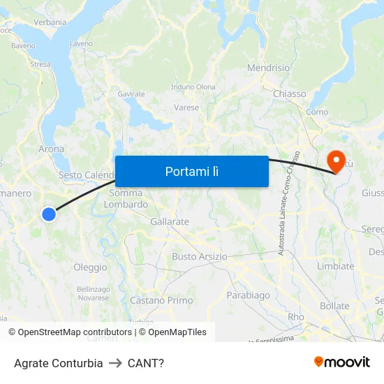 Agrate Conturbia to CANT? map