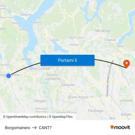 Borgomanero to CANT? map