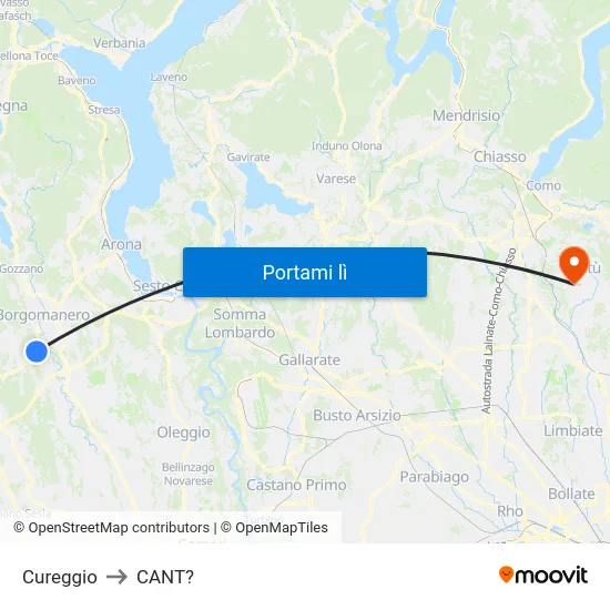 Cureggio to CANT? map