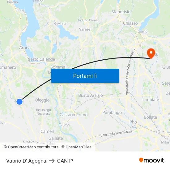 Vaprio D' Agogna to CANT? map
