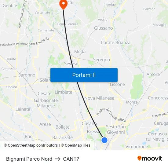 Bignami Parco Nord to CANT? map