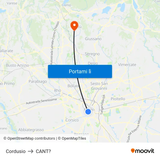 Cordusio to CANT? map