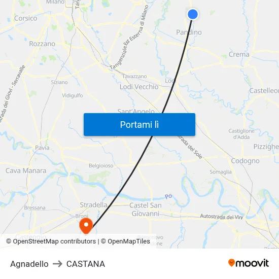 Agnadello to CASTANA map