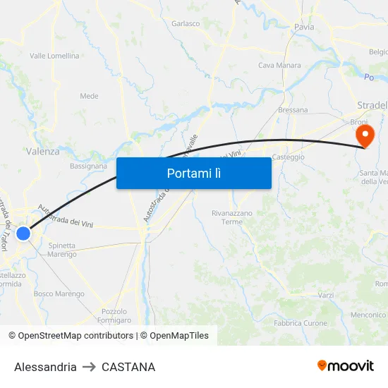 Alessandria to CASTANA map