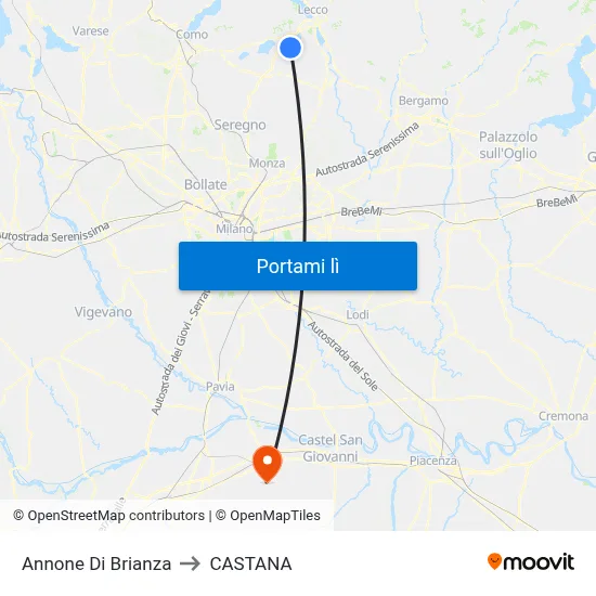 Annone Di Brianza to CASTANA map