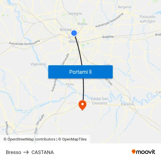 Bresso to CASTANA map